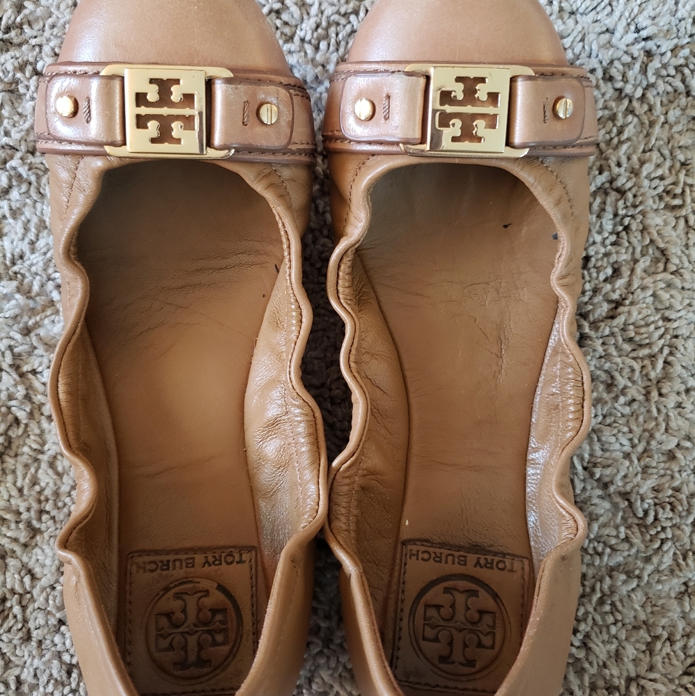 Tory Burch Royal Tan Ballet Flats